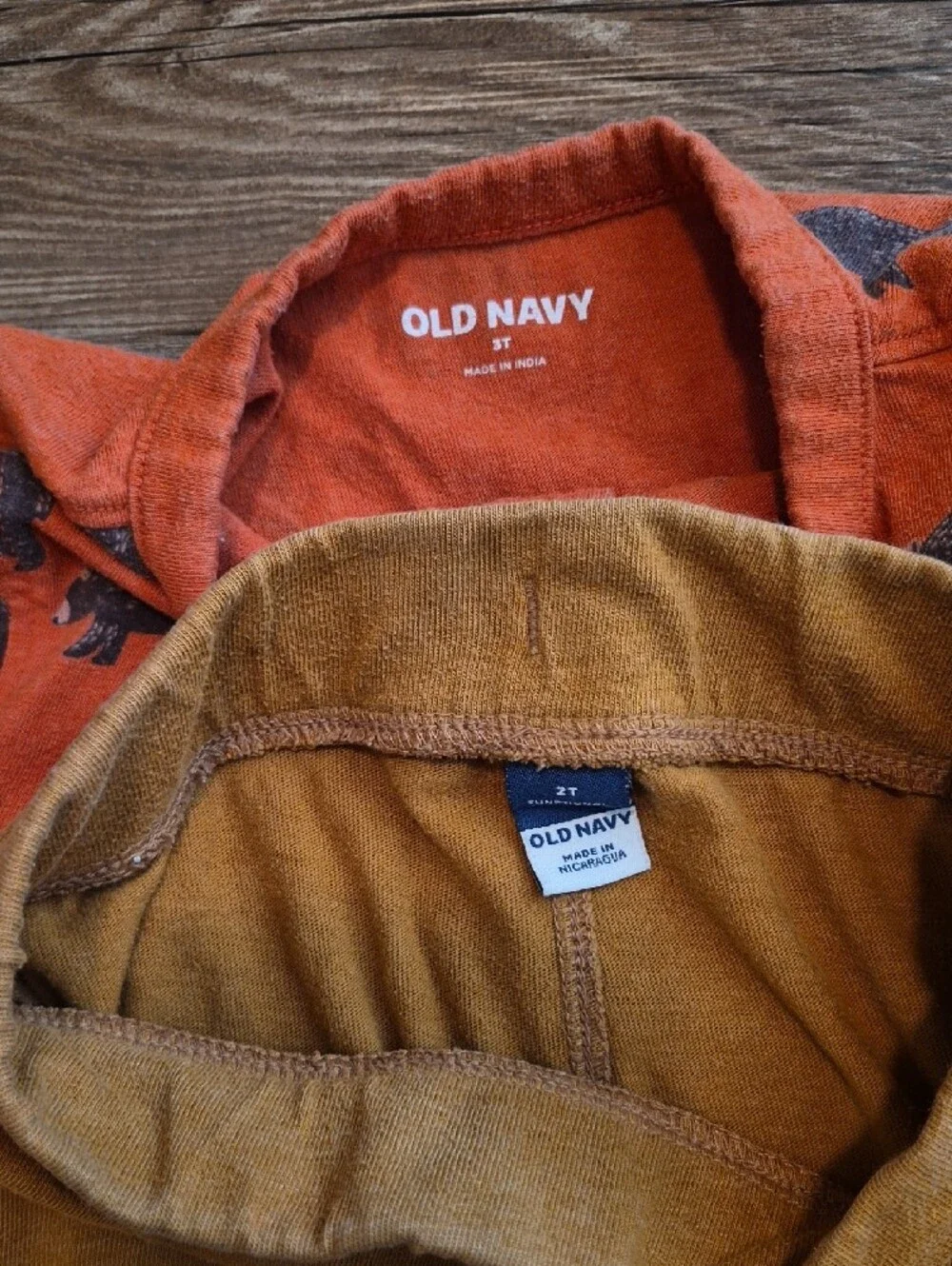Old Navy Orange Bear Henley and Mustard Jogger Set